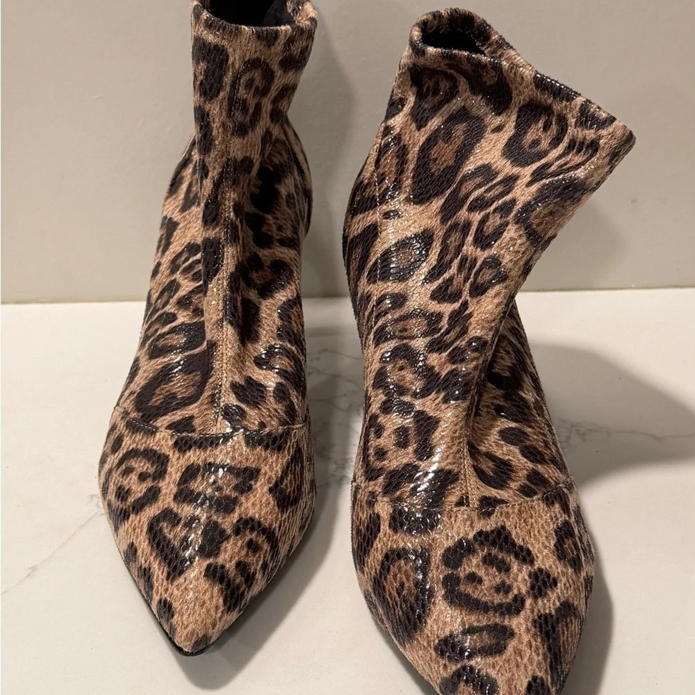 Charles by Charles David Leopard Print Sequin Ankle Boots